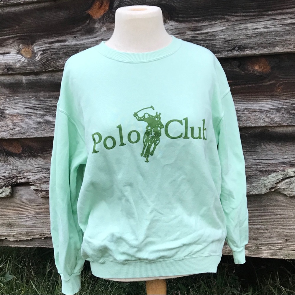 Light Green Graphic Sweatshirt Polo Club Size Large